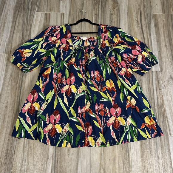 Anthropologie Maeve Dress L Tabitha Floral Swing Tunic Buttons Spring Easter - Picture 10 of 12